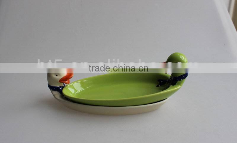 hand painting French ceramics cute duck plates
