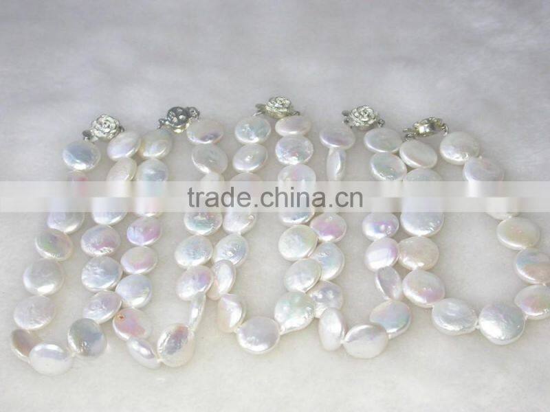 cheap 12mm freshwater coin pearls bracelet