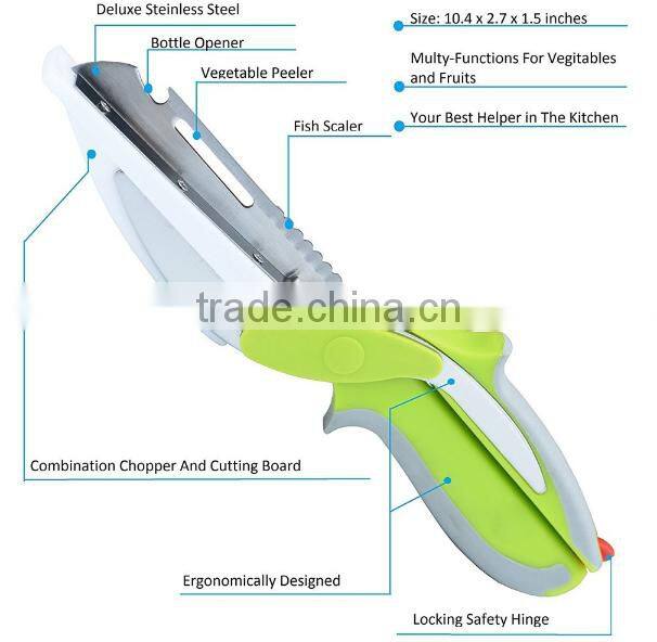 6 in 1 Kitchen Clever Scissors Shears Multi Function Clever Cutter Food Choppers Smart Knife Board Vegetable Slicer