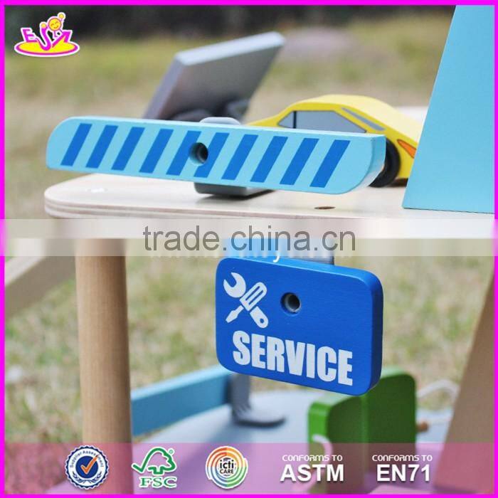 2017 new products children parking toy wooden toy garage set W04B048
