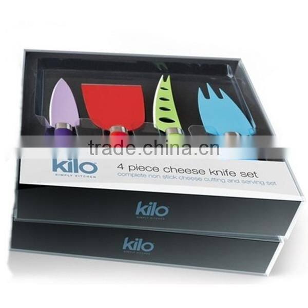 AM-7185 Colour cheese knife set with acrylic block