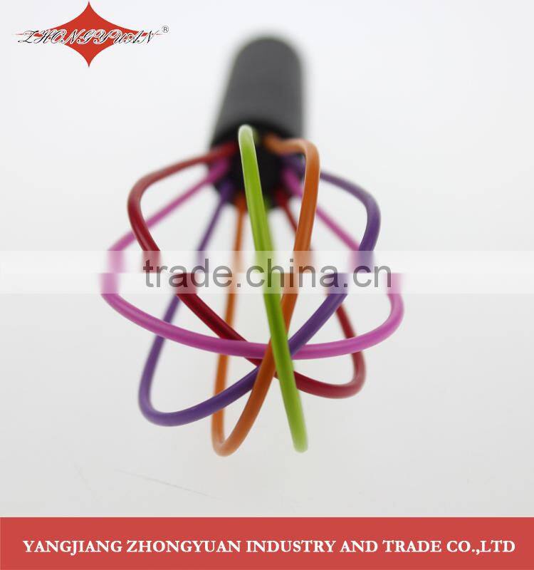 ZY-C1027A 8-inch colorful egg beater mini silicone coated wires egg whisk with plastic handle