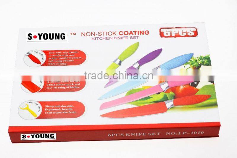 52002 6pcs non-stick knife with pphandle