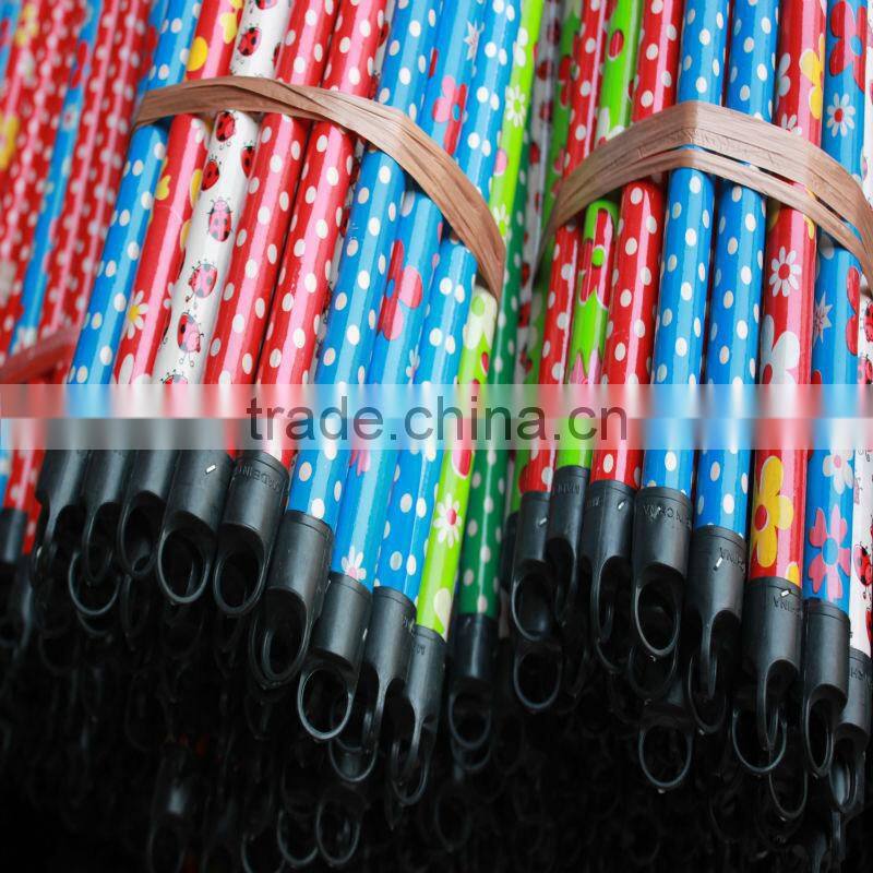 PVC coated wooden broom stick with Cap