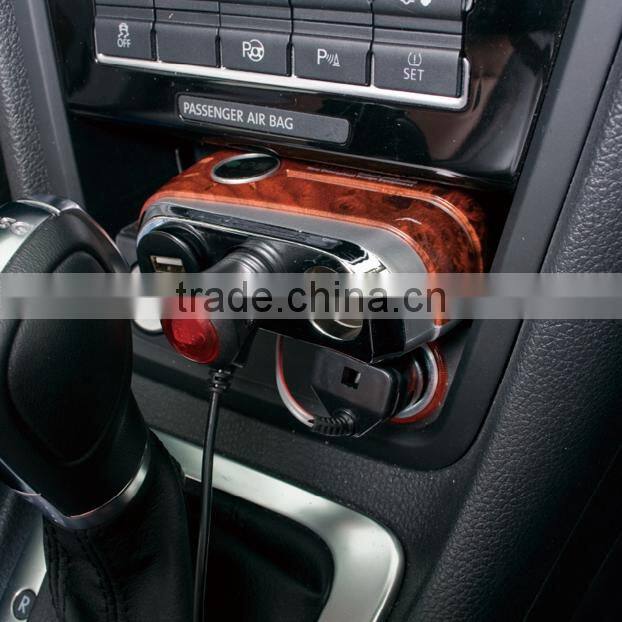 CE Approval 2 Socket LED USB Cigarette Lighter Power Adapter DC Outlet for iPhones , iPads & Tablet