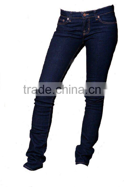 Ladies 98%cotton 2% spandex woven pencil denim jeans