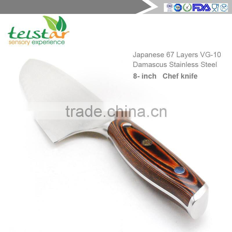 8 inch Japanese VG10 Damascus Steel Chef Knife With high quality colour wooden handle