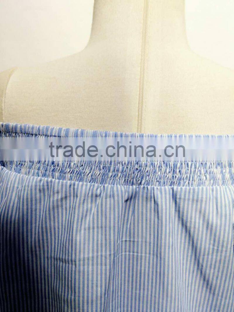 100% cotton ladies stripe long sleeve blouse