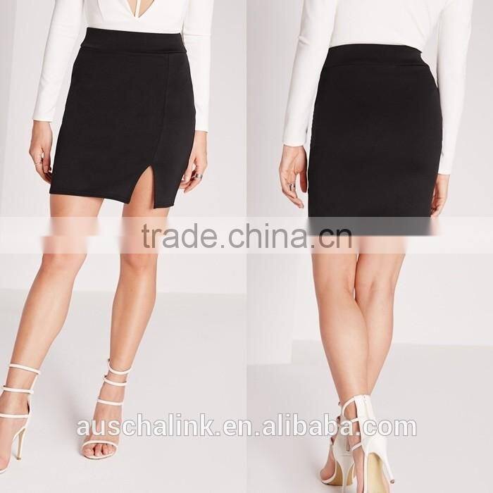 new arrival lady elegant high waisted black mini skirt