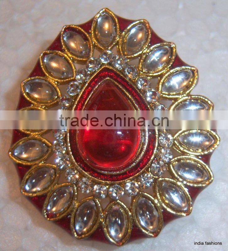 Gold TONE COCKTAIL FASHION kundan lampwork FINGER Ring