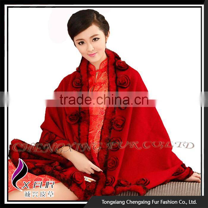 CX-B-P-40D Factory Direct Sale Cashmere Fur Shawl Cape