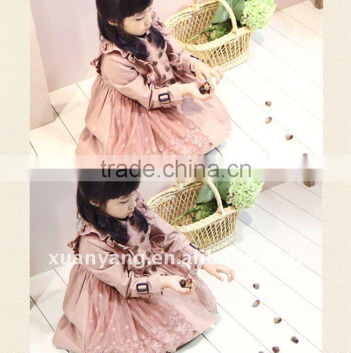 fashion child new year coat whit lace;kids winter clothes