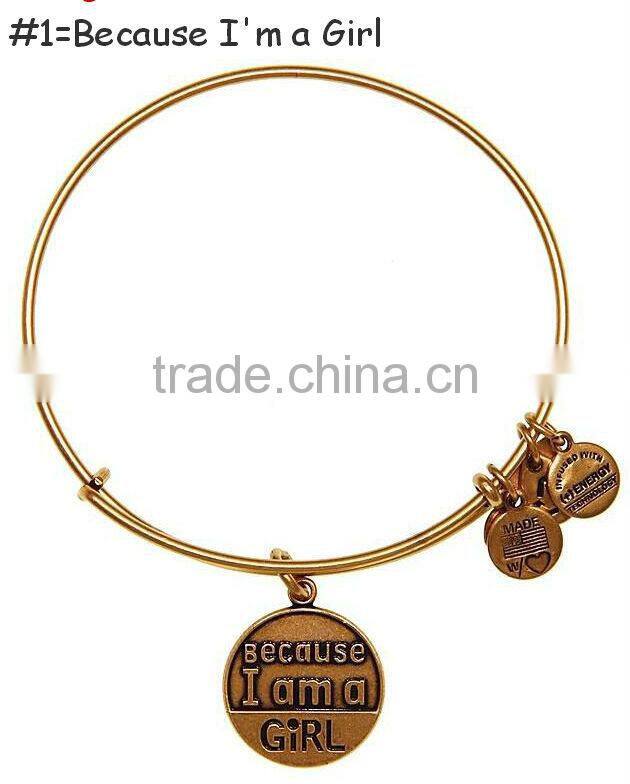 2014 hot design anchor charm wire bracelet bangle jewelry custom inspired word stamped wire bangle jewelry antique logo bangle