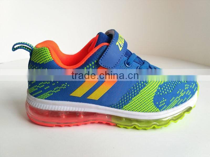 Designer kids shoes 2016 young boys air cushion sole sport shoes with low price