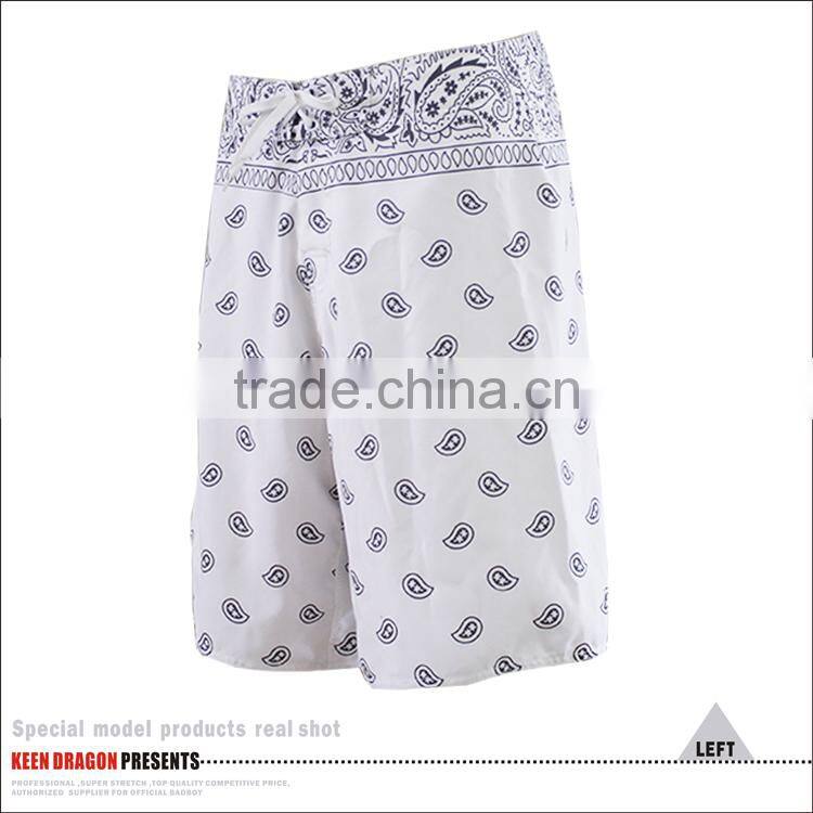 Cheap wholesale beachwear sublimated printing mens 4-way stretch board shorts