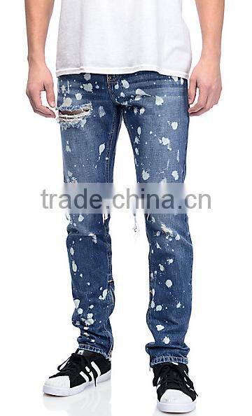 Popular khaki cargo trousers men skinny straight leg pants with raw edges hem