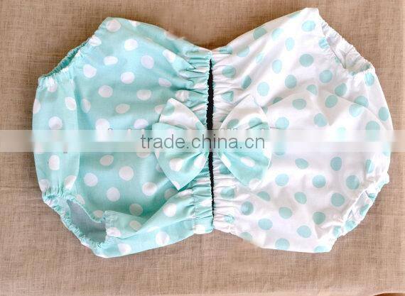 Cute baby cotton bloomer pure color diaper cover with bowknot headband for infants