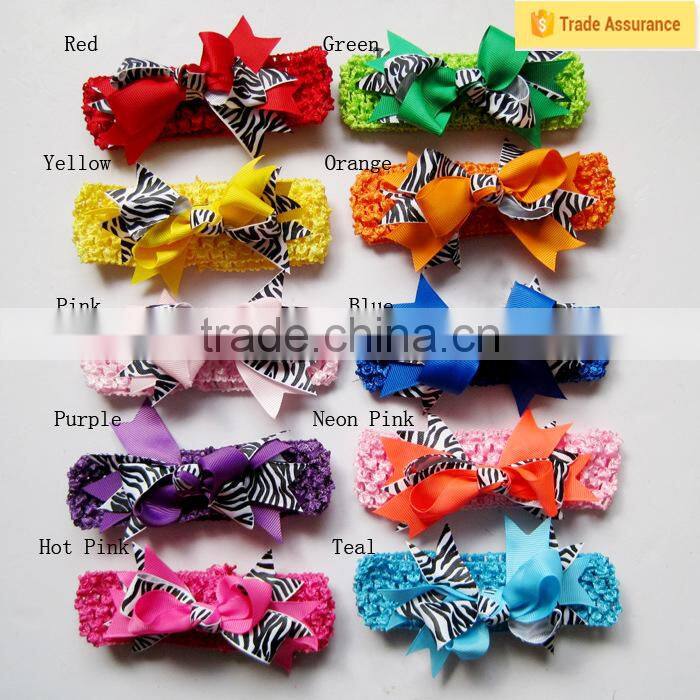 Lovely Baby Girls Knit Headband With Bowknot Hairband Attached Hair