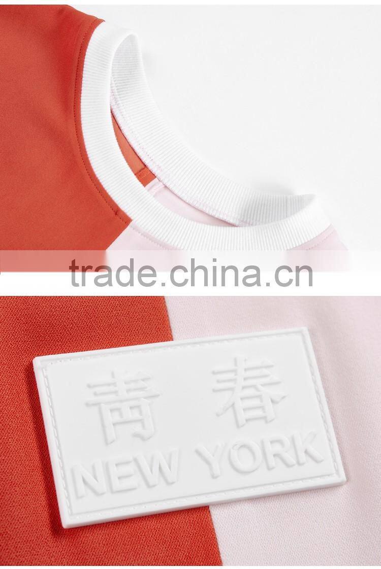 2017 fashio cool women oversized 100% cotton two tone t-shirt streetwear hip hop skateboard t shirt