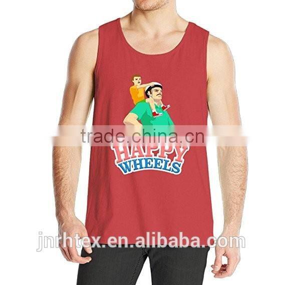 Custom mens printed cotton silk tank top