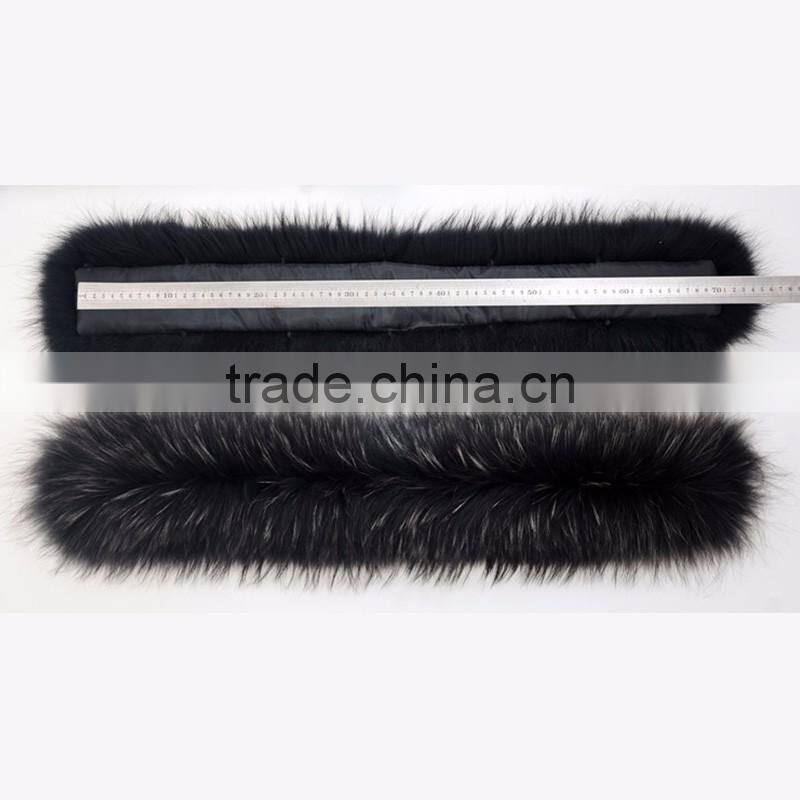 Myfur Top Quality Soft Black Color Raccoon Fur Collar for Hood