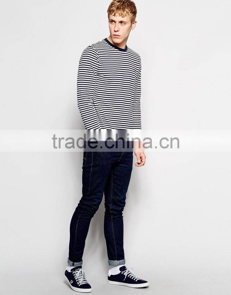 T-Shirt with Breton Stripe in Long Sleeves China products
