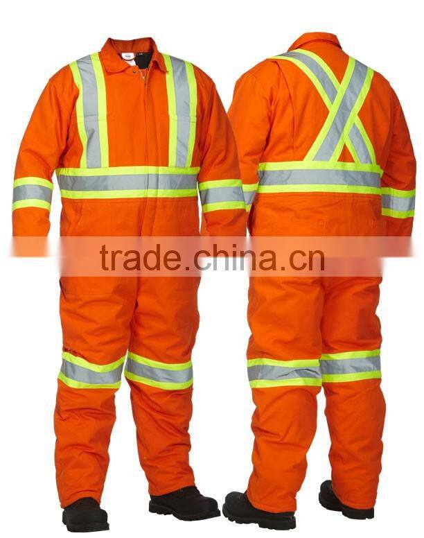 High visibility orange CSA Standard Heavy-duty Coverall Wiht 3M Reflective Tape