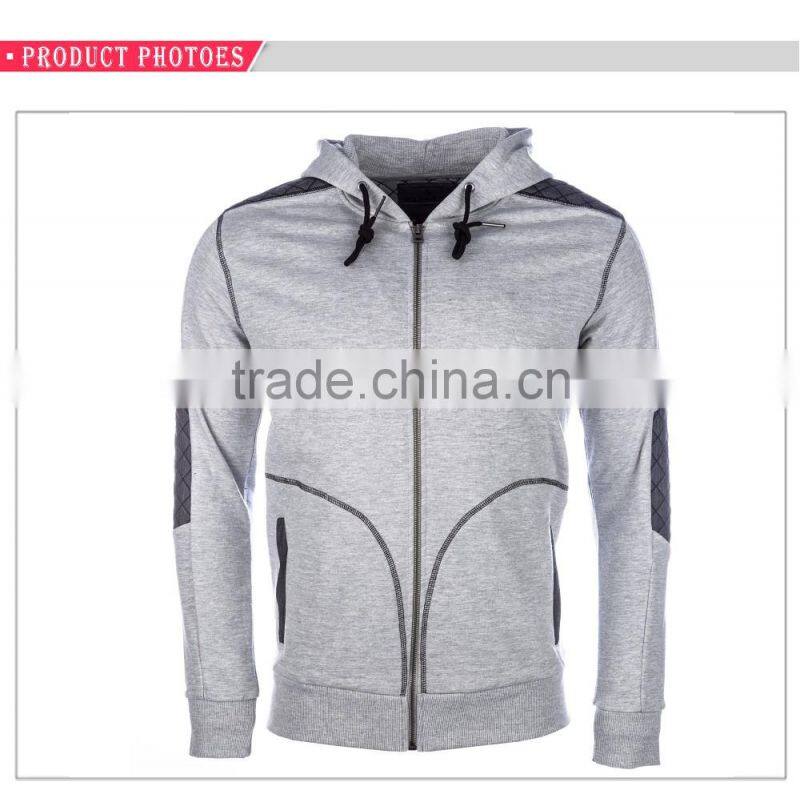 Contrasting stitching details hoody mens gym sweatshirt zipper hoodie