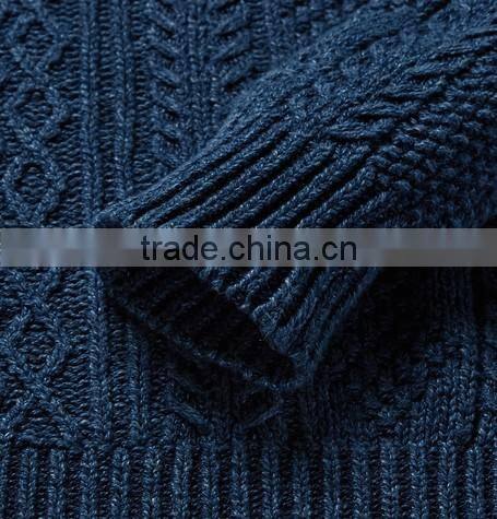 High Quality China Customed Latest Sweater Designs for Men Ribbed Trims Wool Blend Sweater