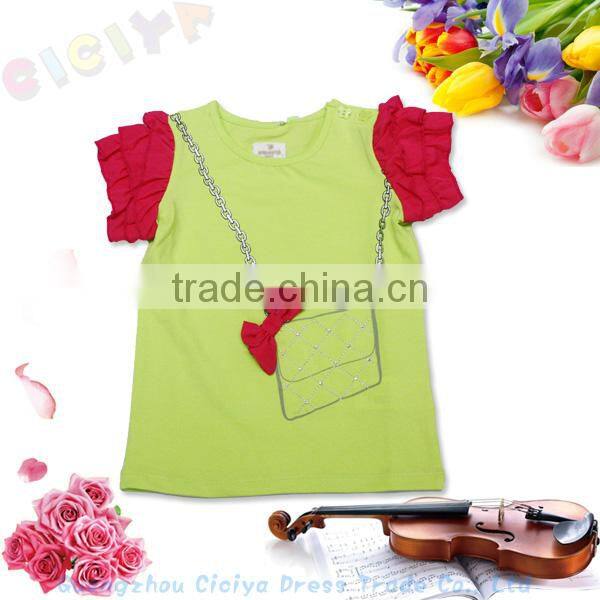 Summer small girls cotton t shirt with customized printing Make to order