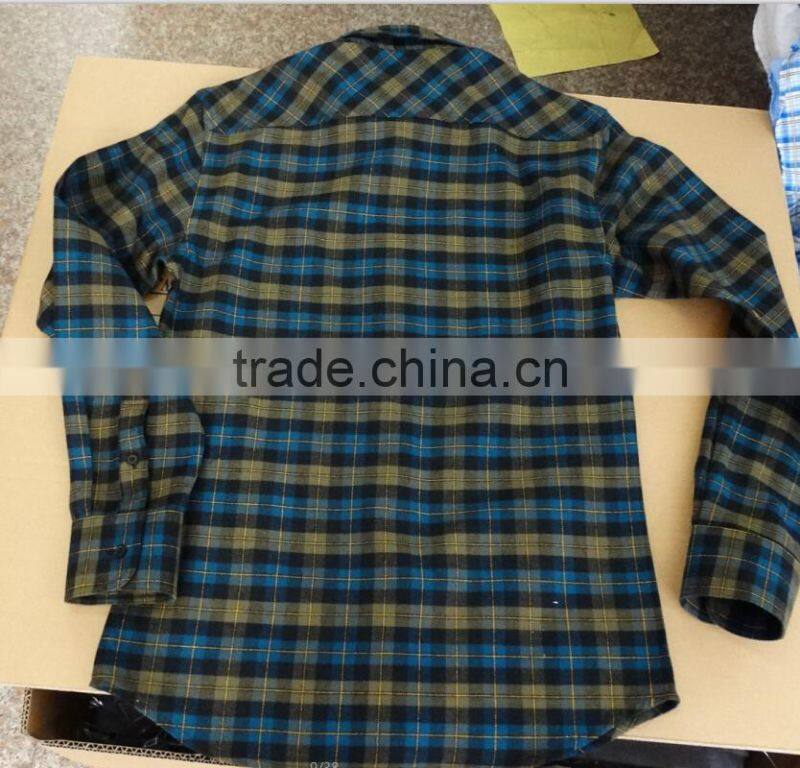 2016 new design men's lined plaid flannel shirt