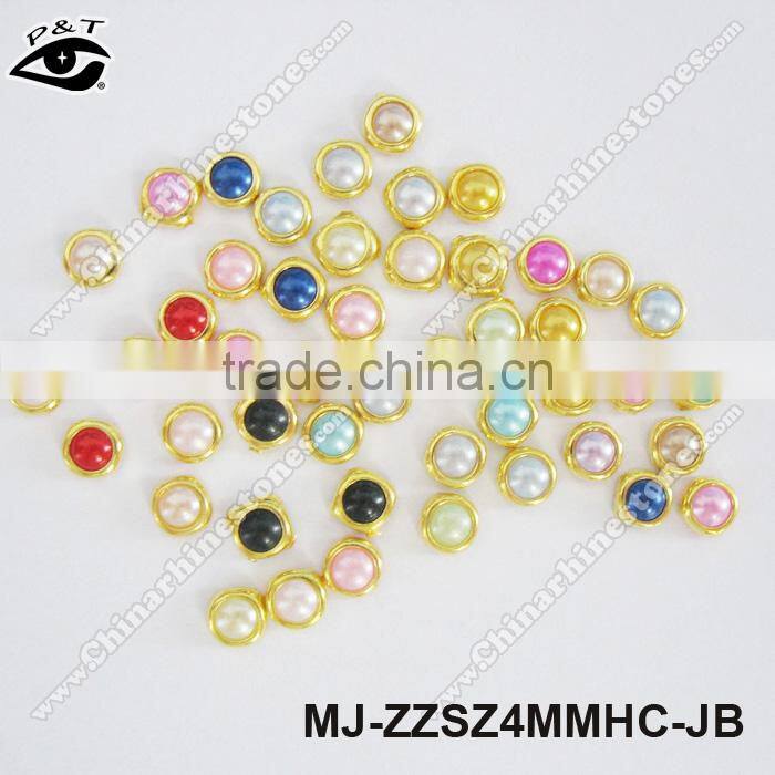 4MM Mix Colors decorative nail art pearl rim beads Flat back Pearl Beads For Nair Art Decoration