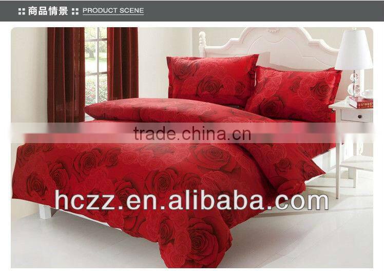 Red Flower Printing Bedding Set 4pcs