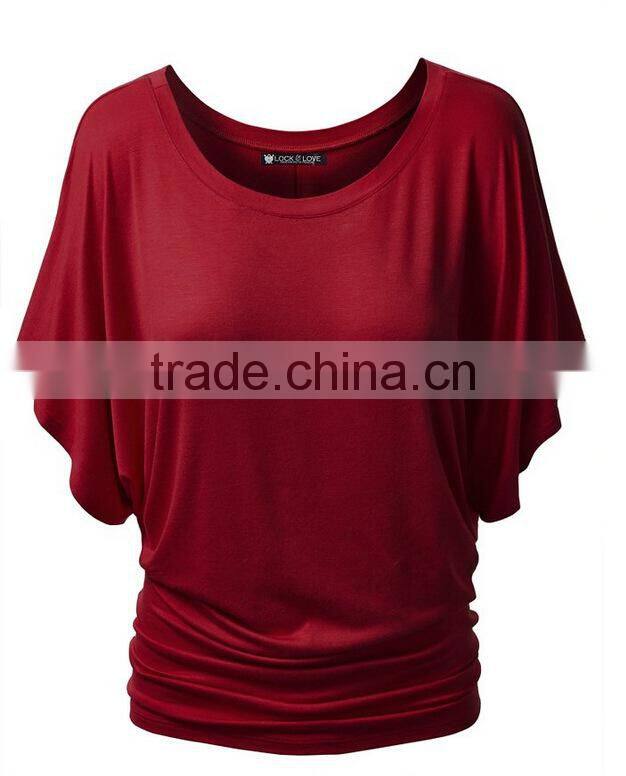 women shirt summer short batwing sleeve solid female tops S6310012