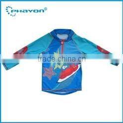 OEM & ODM printed surfing kids rash guard pattern with UPF50+
