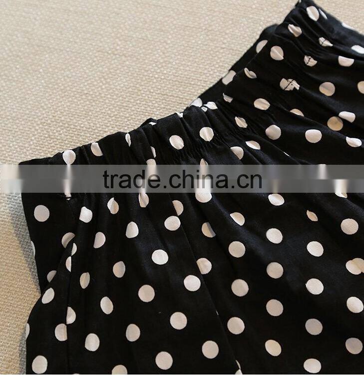Wholesale Girls Latest Party Wear Suits Design For Baby Kids Boutique Clothing Chiffon Tops + Polka Dot Skirts 2pcs Sets