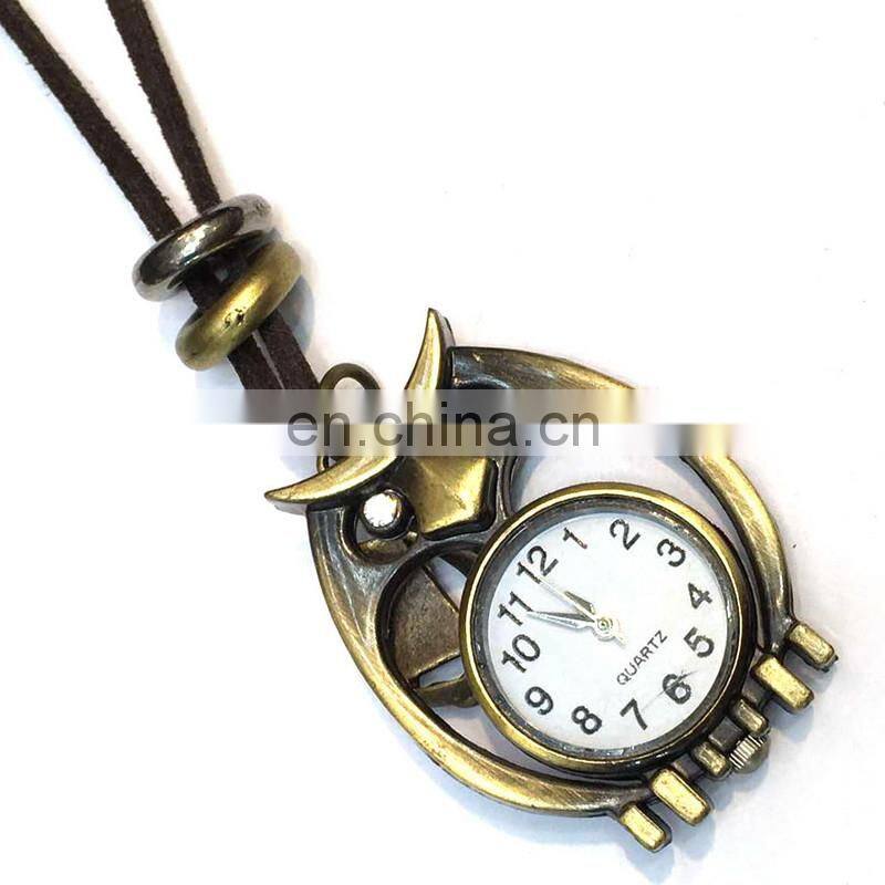 Retro Antique Vintage Cheap Owl Elephant Animal Pendant Necklace Watch