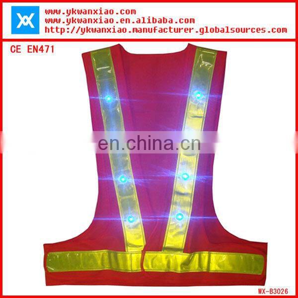 factory custom made light mesh led tubes flashing led lights high visibility Flashing reflective jacket LED