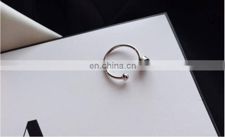 4PCS/Set Fashion Jewelry Black Bead Ripple Hollow Silver Rings For Women Knuckle Joint Ring Set