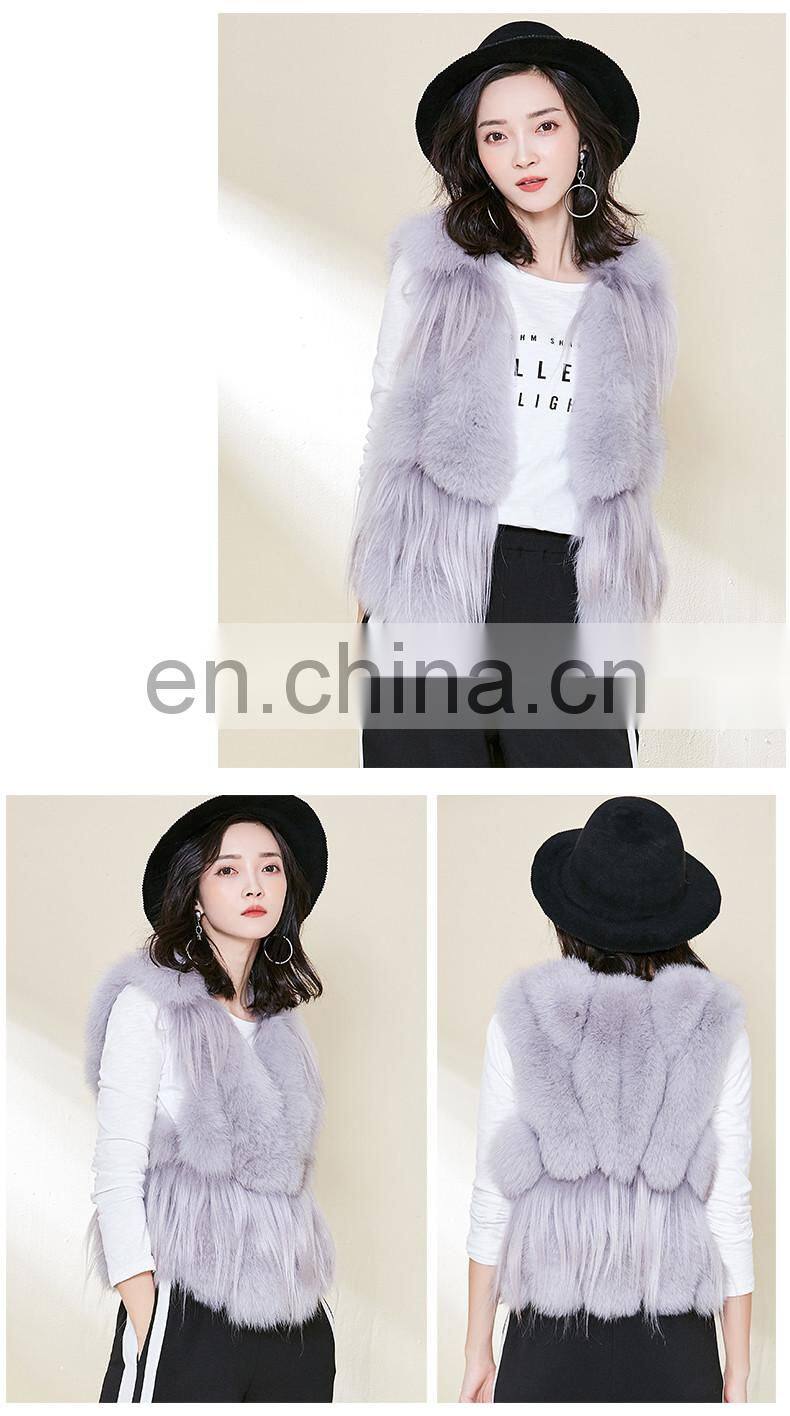 New Fashion Women Vest in Winter With Factory Price Real Fox Fur Waistcoat