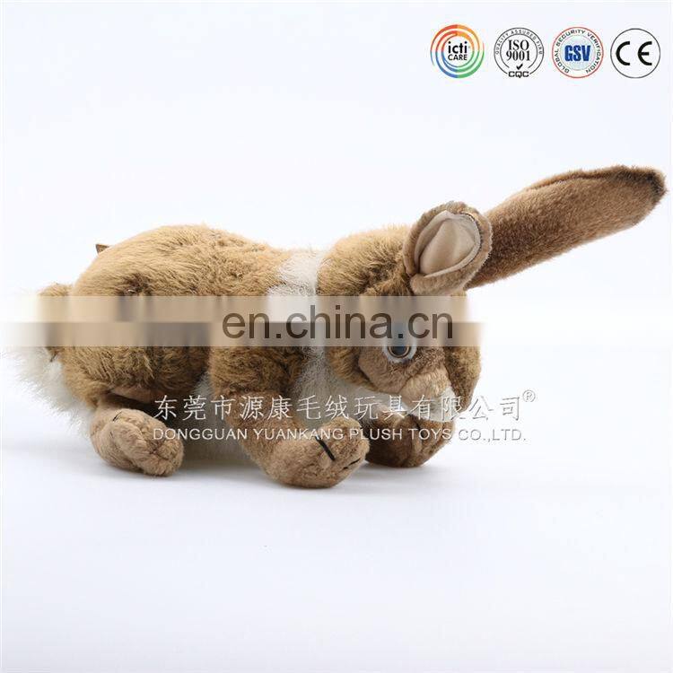 OEM sitting long ears brown soft plush rabbit toy with bag