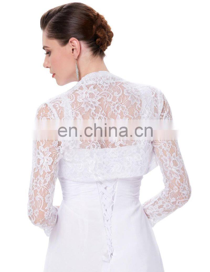 Belle Poque Womens Long Sleeve Cropped Black Lace Shrug Bolero BP000339-1