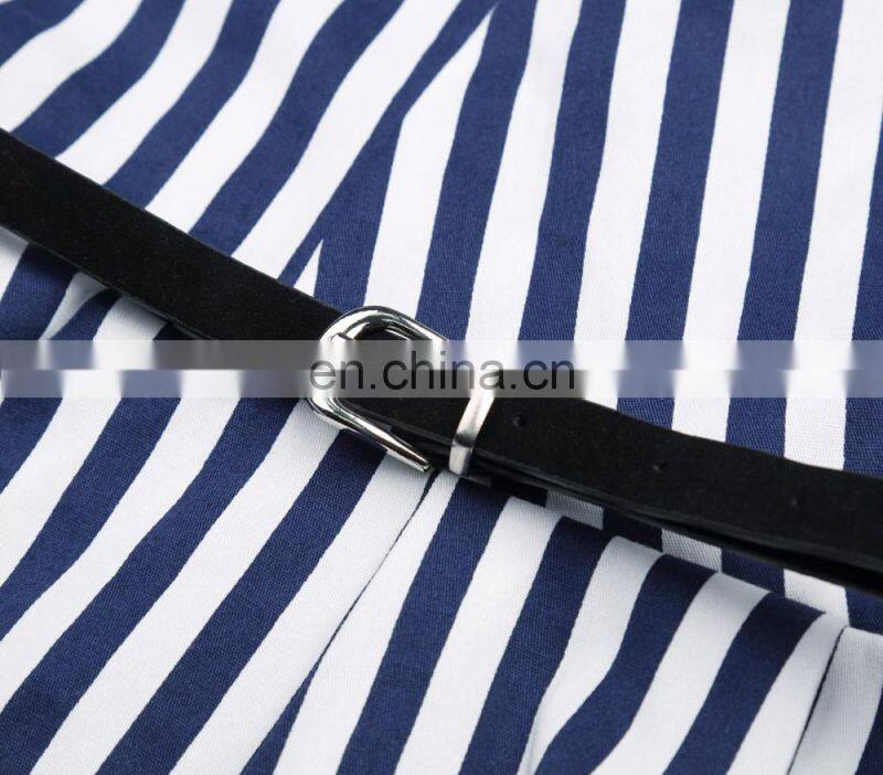 Belle Poque Stripe Pattern Stripped Sleeveless V-Neck A-Line Dress Retro Vintage 50s BP000308-1