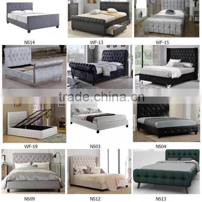 Modern Style Hot Sale Leather Bed Wood Double Bed Designs With Box