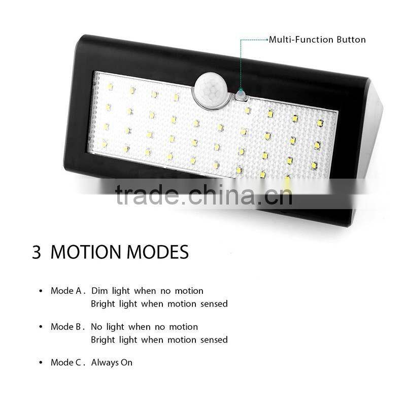 Solar Light, 38 LED Bright Solar Powered Light Wireless Waterproof Security Motion Sensor Wall Light
