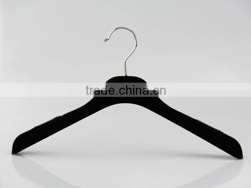 HA6943 flocked cover coat hanger velvet plastic clothes hanger
