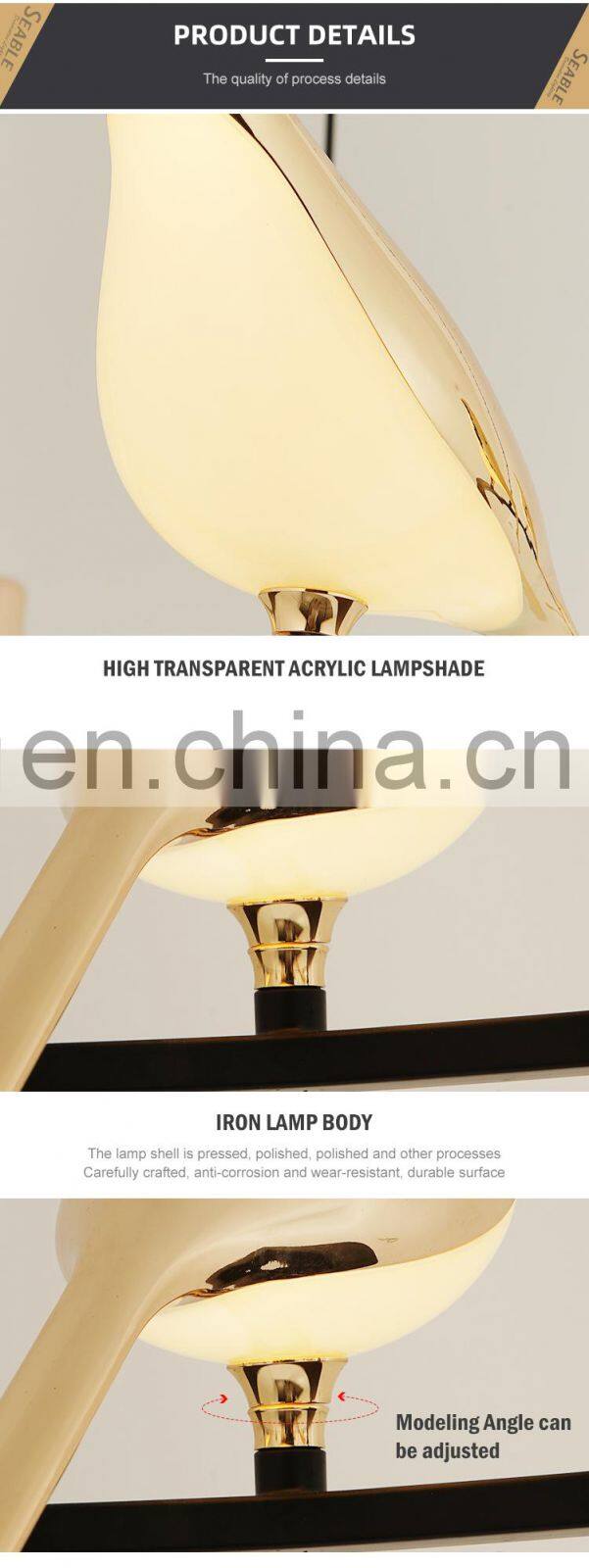 New Listed Indoor Decoration Aluminum Acrylic Reading Room Bedside Modern Black Gold LED Table Light