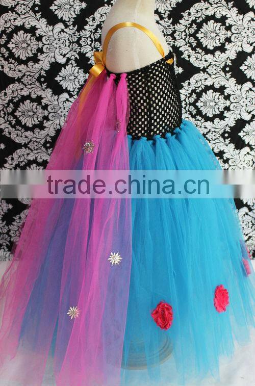 Frozen Dress Elsa Costume Anna Dress With Flower And Crochet Top Dress