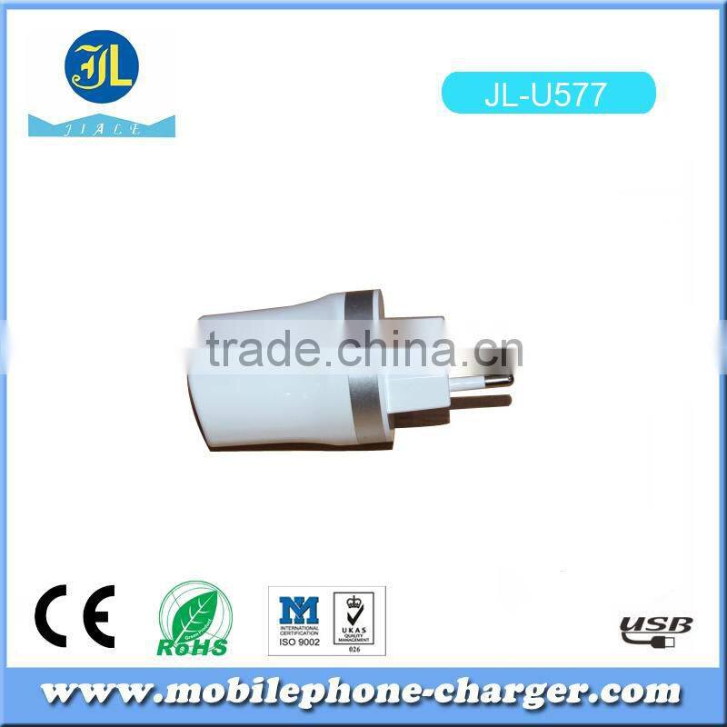 Universal power adapter mobile phone USB travel charger with 2 USB port