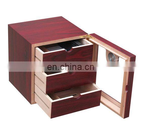 Custom high gloss finished quality 3 trays cigar cabinet luxury cigar humidor